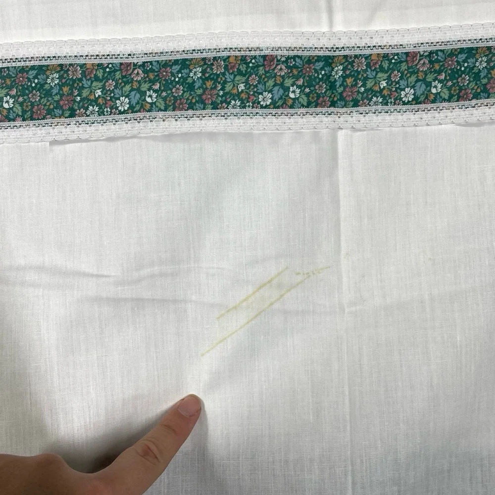 Vintage 60s/70s Set of 2 Kitchen Curtains Panels Green White‎ Floral Cottagecore